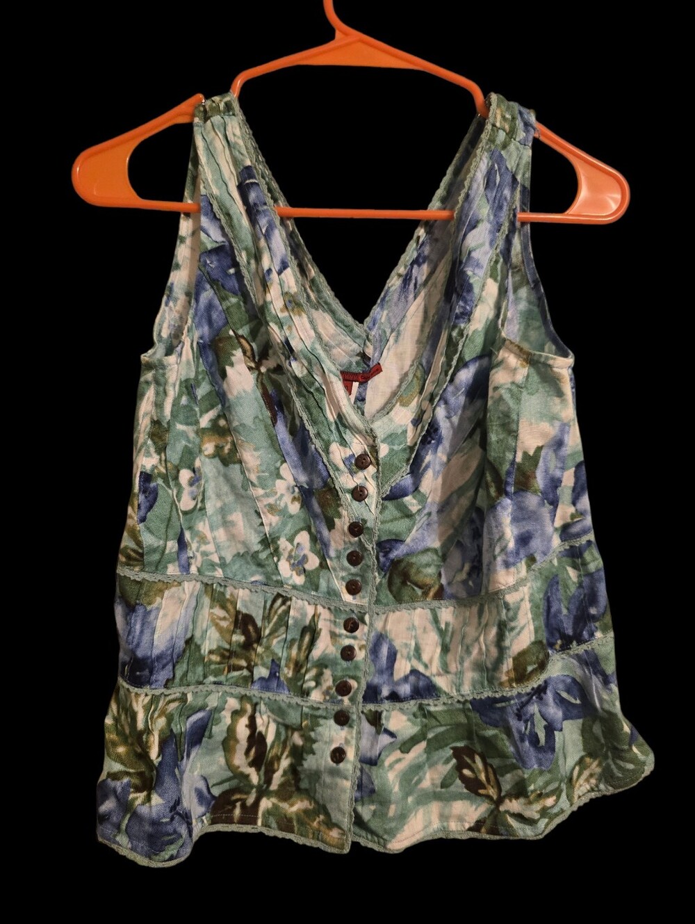 Floral Button-Front Tank Top